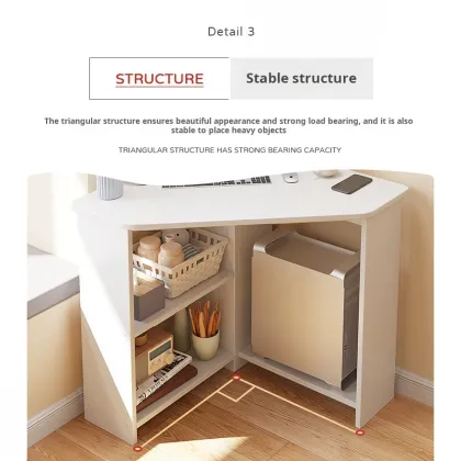 Small House Oak Color Triangle Corner Study Desk