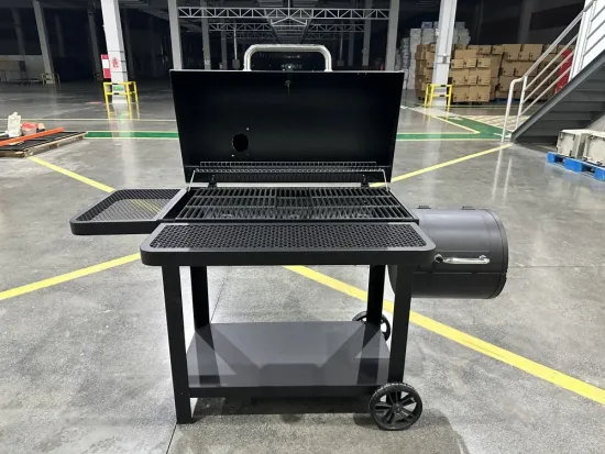 35inch Offset Charcoal Smoker Grill with Side Firebox, Black Charcoal Grill