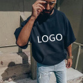 Camiseta de algodão com logotipo personalizado em grandes dimensões