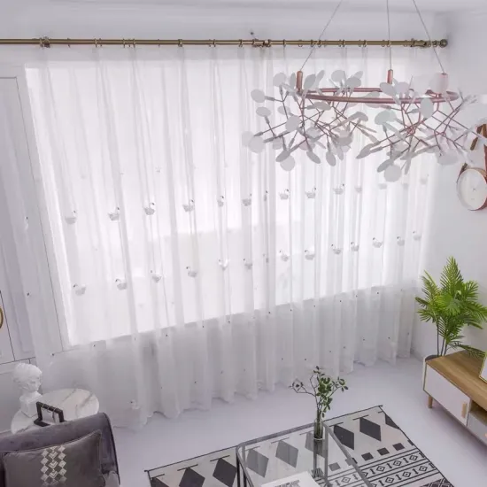 High Quality Nordic Embroidered Curtains for Girls' Living Room