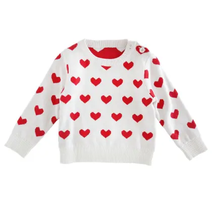 White Cotton Crew Neck Sweater for Kids and Girls