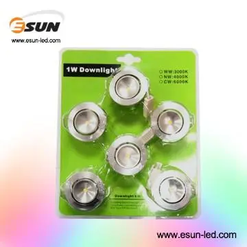 Adjustable 1W downlights kit, cabinet/display  lighting