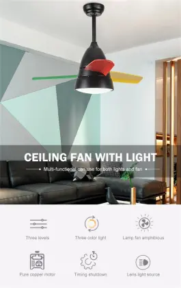 Home suspended led tricolor lighting ceiling fan