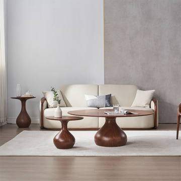 Designer Italiaanse minimalistische vaste houten ronde salontafel met Noordse parketafwerking