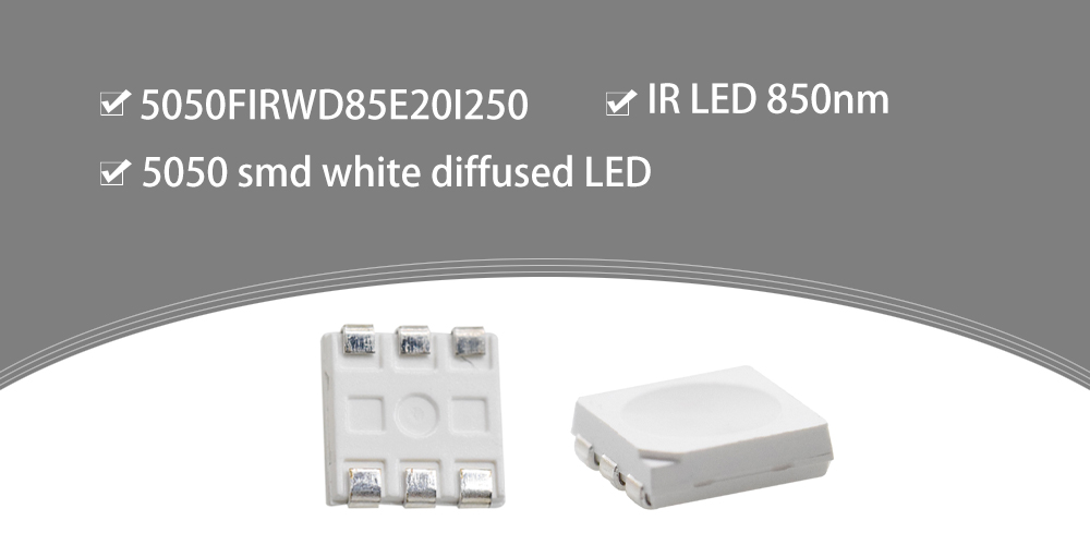 5050 White diffused IR LED 850nM