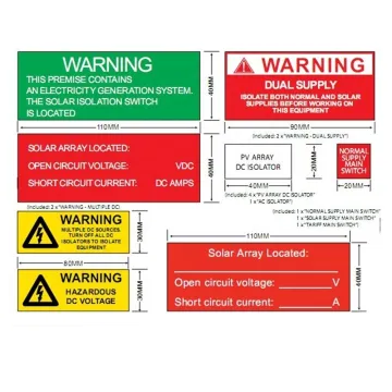 Solar Panel Warning Labels - ABS PV Safety Stickers for PV System Indication