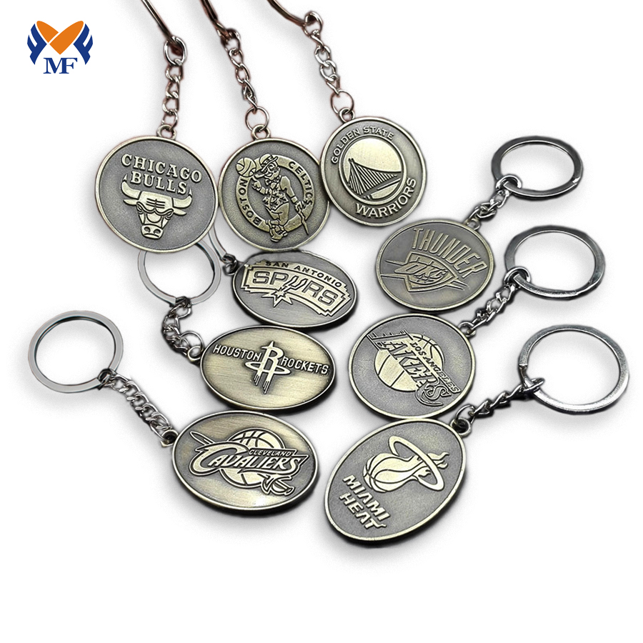 Metal Basketball Keychain