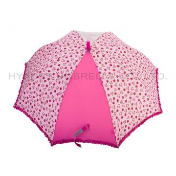 Parapluie ouvert avec sécurité pour enfants, imprimé fraise