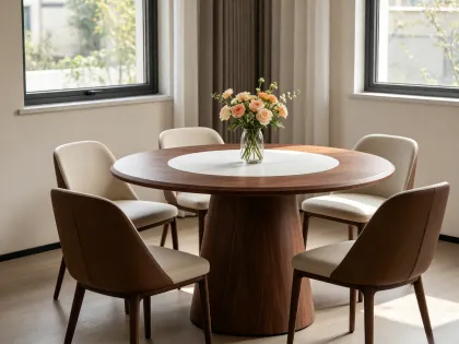 Luxury Marble Dining Table Featuring Rotating Center