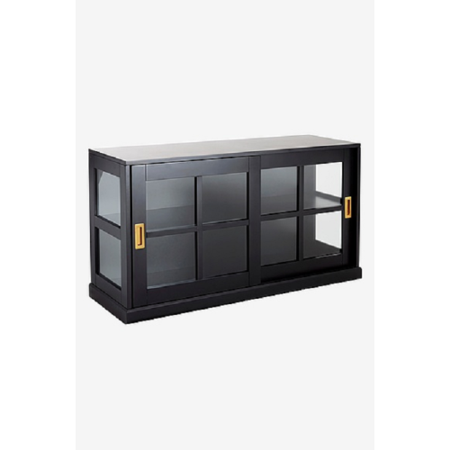 Modern Black Transparent Wood Glass Cabinet