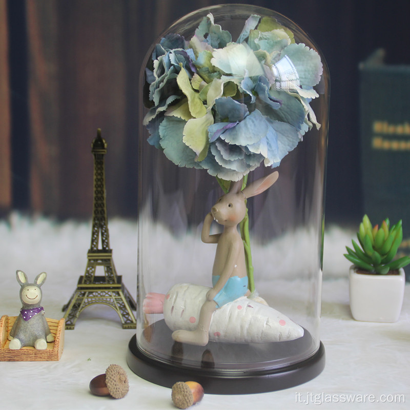 Cupola in vetro fiore con display personalizzato soffiato a bocca