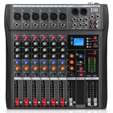 CT60X 6 Channel Professional Audio Mixer with MP3/BT and USB Recording