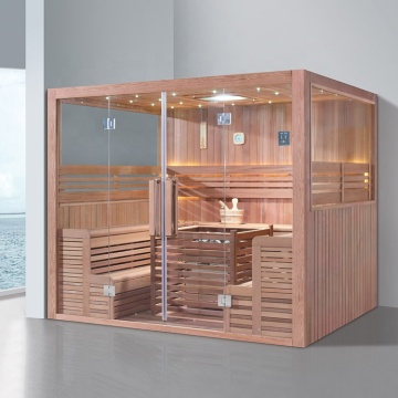 Indoor Dry Traditional Sauna Room with Glass Door