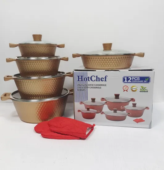 10 or 12 Piece Die Cast Aluminum Diamond Shaped Cookware Set with Non-Stick Coating - Jogo de Panelas