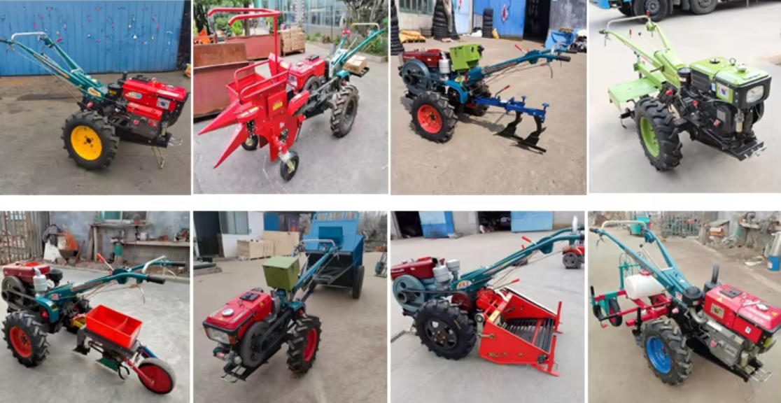 Photo of walking tractor with attachments