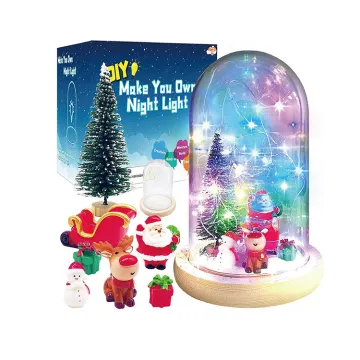 Glittering Christmas Magic: DIY Terrarium Craft Kit for Kids with LED Light - Build Your Own Night Light Project