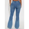 Женские лоскутные джинсы Flare Jeans Средние джинсовые штаны
