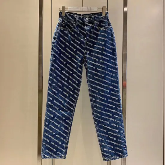 Big brand, denim fabric, coating, printed letter pattern, high waist Ladies Jeans 2020New Ladies Winter Fashion, Denim Pants XL
