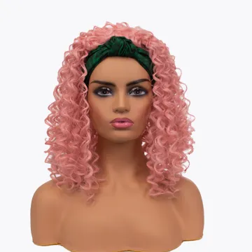 Headband wigs wholesale pink water wave fiber synthetic hair headband wigs for black women