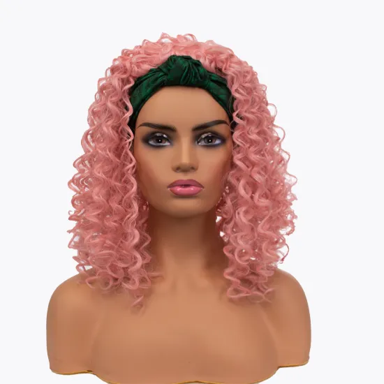 Headband wigs wholesale pink water wave fiber synthetic hair headband wigs for black women