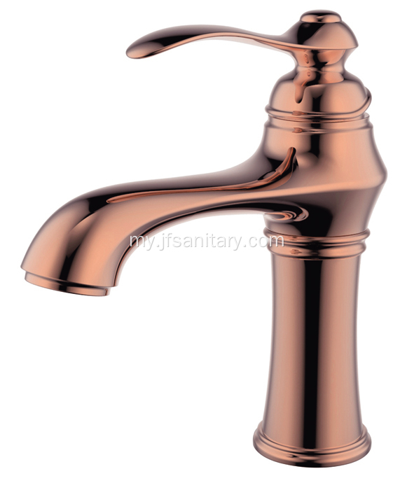 Single-Lever ရေချိုးခန်း Basin Faucet Kit ကြေးဝါနှင်းဆီရွှေ