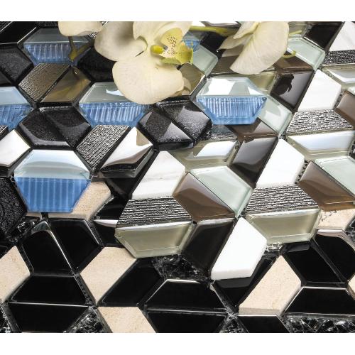 Glass Stone Splicing Hexagon Mosaic Tile