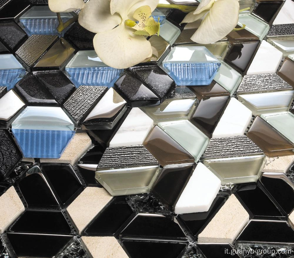 Cina Mosaico in vetro di vetro esagonale Produttori