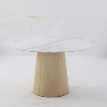 Table basse en marbre ronde moderne avec base de bois