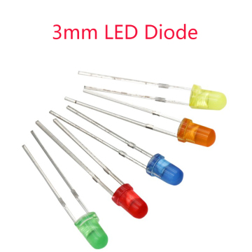 3mm LED Diode Diffused F3 Red Yellow Blue Green White Orange with Short/Long Pins