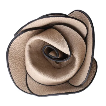 Candied Ginger 2.5" Leather Flower Brooch