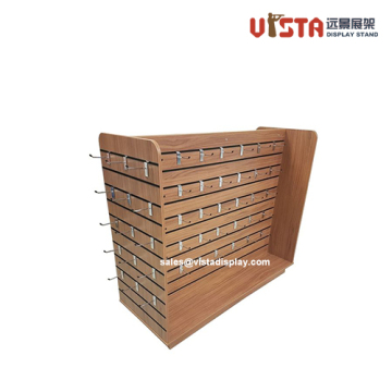 4 Way Slatwall Wooden Display Stand with Hooks