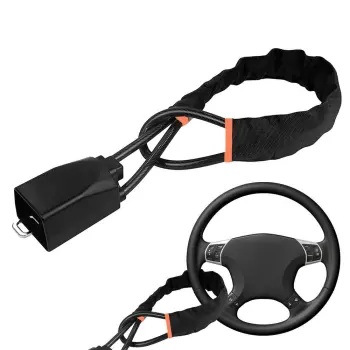 Steel Strap Steering Wheel Lock with Keys - Anti-Theft Security Device