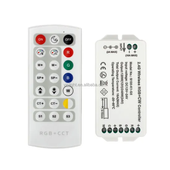 Mini 21Key RF Wireless Remote LED Controller for RGB+CW Strip Lights