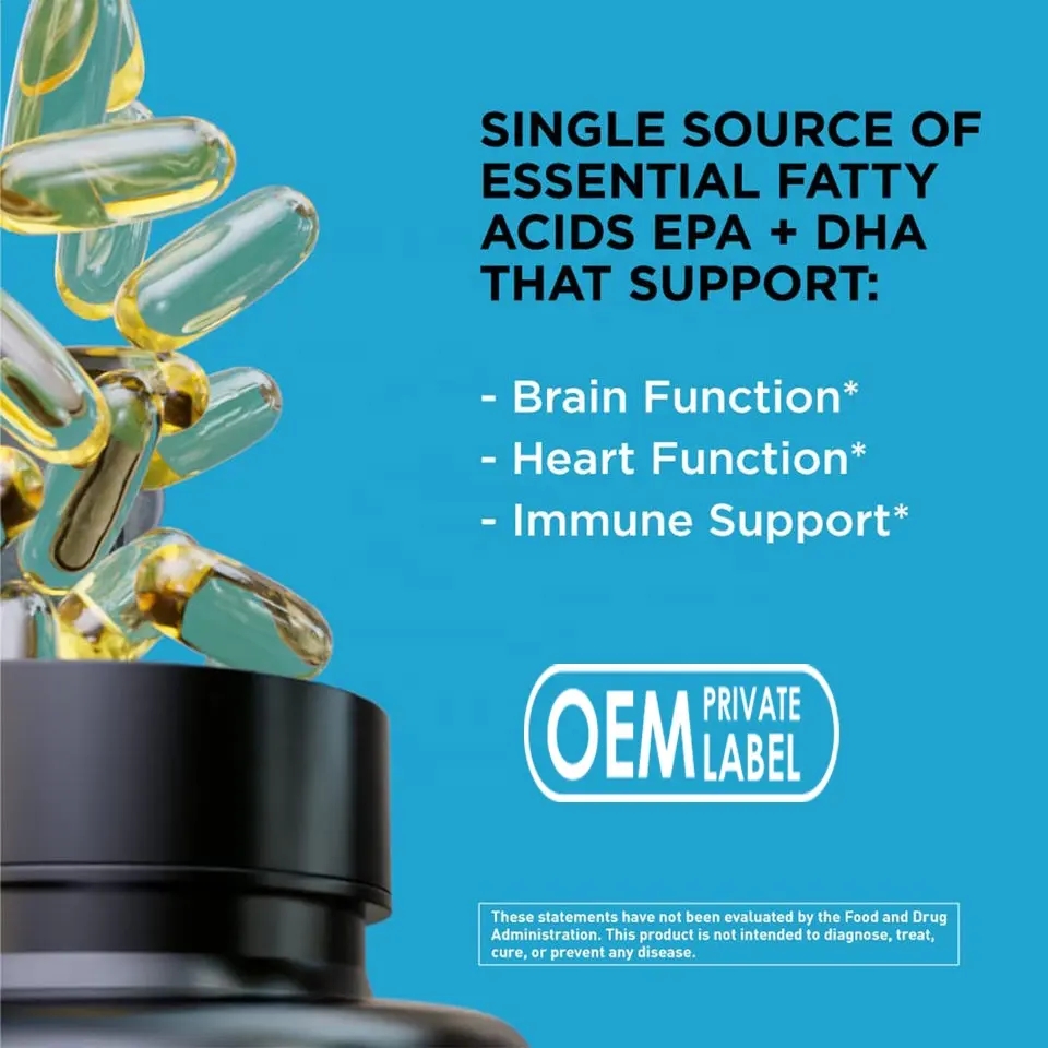 OEM/ODM Support Heart Health EPA And DHA Fish Oil Omega-3 Collagen Peptide Softgel Capsules