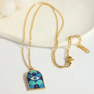 2024 Kalung Loket Arch Roman Wanita Bergaya dengan Penyaduran Emas 18K, Enamel, dan Reka Bentuk Amulet dalam Keluli Tahan Karat