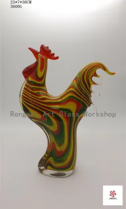 Rainbow Rooster Glass Sculpture
