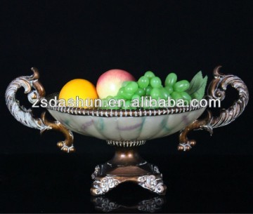 Resin fancy double ear shaped antique fruit dish crafts for home & hotel decor