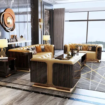 Villa furniture light luxury genuine leather sofa set