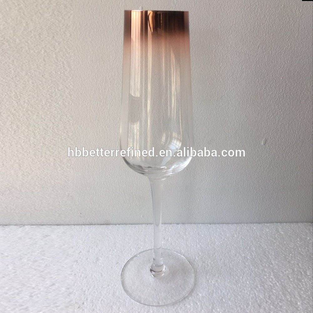 Br 8266hand Blown Ombre Copper Champagne Glasses