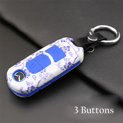 Intelligent Custom Silicone Buttons Car Key Cover Chain for Mazda CX-3 CX-5 CX-7