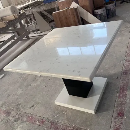 White Corian Marble KFC Fast Food Outdoor Dining Table Set for Coffee Shop