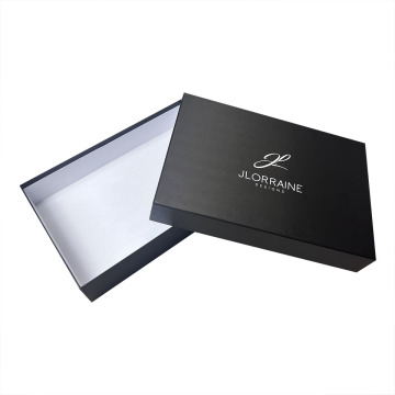 Black Lid and Base Rigid Paper Gift Box for Jewelry, Scarf, and Silk Pillow Case Packaging