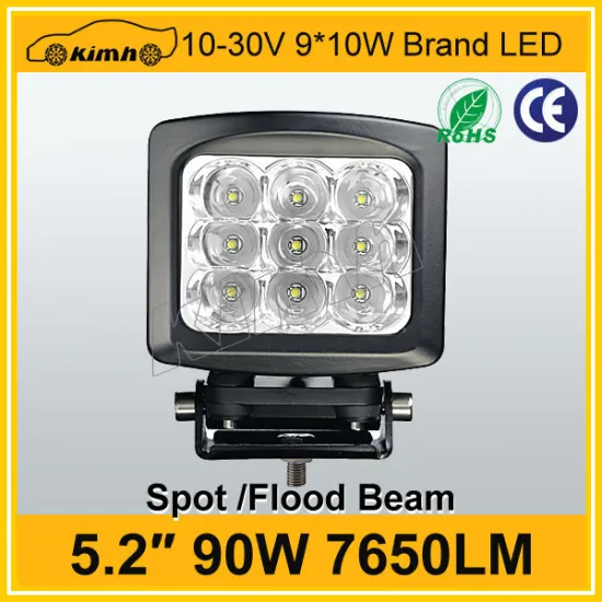 High power Brand led 5.2" 7650LM 90w led flood work light