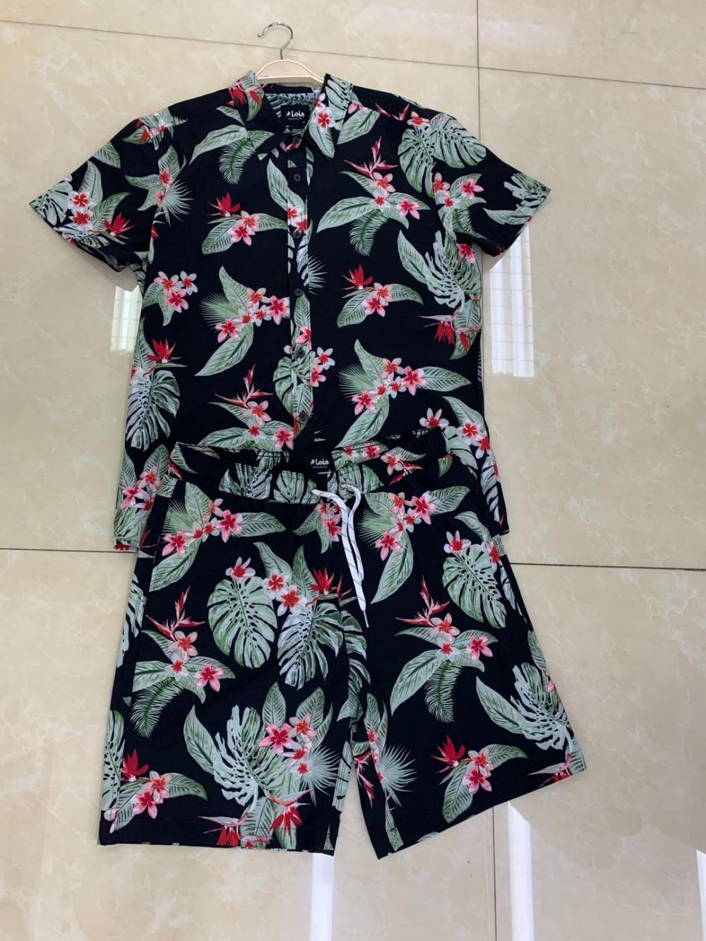 Men's Stylish Printed Short-Sleeved Shorts Set