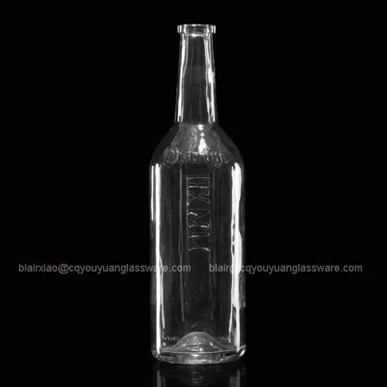 Round Super Flint Textured Glass Bottle 1 Litre Glass Bottle For Vodka 1000ML
