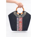 Yi-Stil İşlemeli Denim Tote Çanta