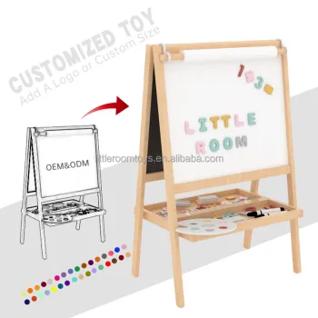Wooden Standing Art Easel with Magnetic Board for Kids' Early Education Drawing