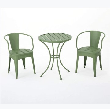 Colmar Outdoor Iron Bistro Set, 3-Pcs Set, Matte Green