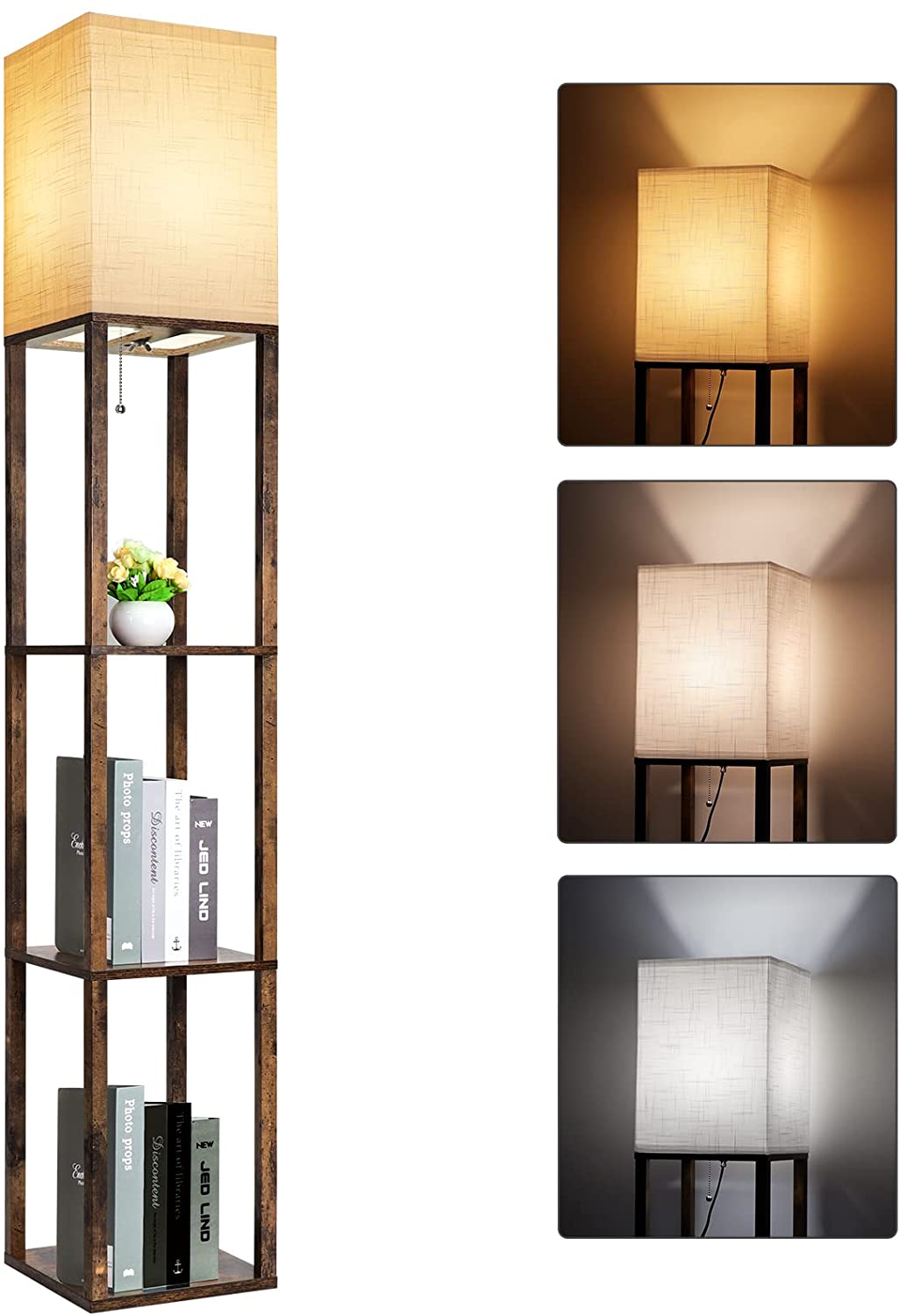 Shelf floor lamp fabric shade