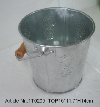 Galvanized water bucket /wood handle